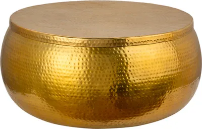 Produktbild von riess-ambiente Runder Couchtisch ORIENT STORAGE 70cm gold Metall mit Stauraum Hammerschlag Design Beistelltisch Tisch