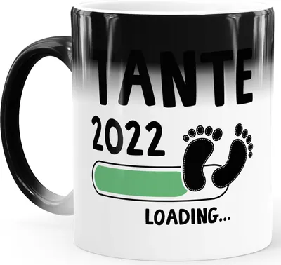 Produktbild von Kaffee-Tasse Tante 2020 loading Thermoeffekt Zaubertasse Geschenk-Tasse für werdende Tante Bekanntgabe Ankündigung Schwangerschaft Geburt Baby MoonWorks® weiss-gruen Magic-Tasse