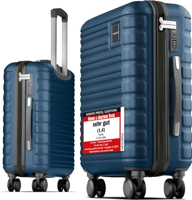 Produktbild von Travely Premium Handgepäck Koffer 55x40x20cm - passend für Ryanair, Lufthansa, Eurowings und co. I 36L Trolley Handgepäck mit sanften Rollen und praktischem TSA Schloss, Reisekoffer