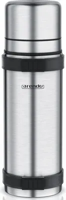 Image de Arendo Thermos en acier inoxydable, thermos 1L, double paroi, 24h froid/12h chaud, Safe-Loc One-Click, anti-fuite, 2 gobelets, sans BPA, résistant au lave-vaisselle