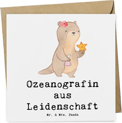 Produktbild von Mr. & Mrs. Panda Glückwunschkarte Ozeanografin Leidenschaft - Weiß - Geschenk, Klappkarte, Grußkarte, Lustig, Spruch, doppelkarte, faltkarte, Studium, Witzig, anlasskarte
