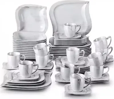Produktbild von Opal Serviesset – Tafelservice – 12 Personen – 60-teilig – Keramik – Grau – Große Setinhalte