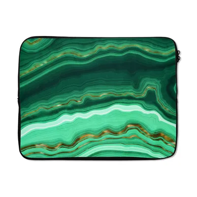 Produktbild von MuchoWow® Laptop Hülle 17 Zoll Laptoptasche Gold - Achat - Luxus - Zipper - Schutzabdeckung