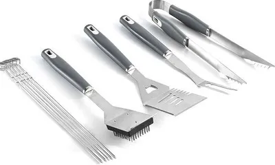 Produktbild von Grillwerkzeug-Set – Grillzubehör – Für das Kochen im Freien – Edelstahl – 10-teilig – Silber