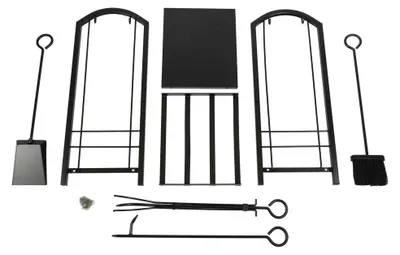 Produktbild von Kaminholzregal mit Werkzeug, Metall, 2 Ablagen