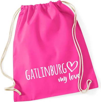 Produktbild von Huuraa Turnbeutel Gatlinburg my love 12 Liter Fuchsia Baumwolle Rucksack Geschenkidee