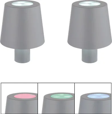 Produktbild von 2er Set RGB LED Tischleuchte, Flaschenlampe, Akku, Touch, grau