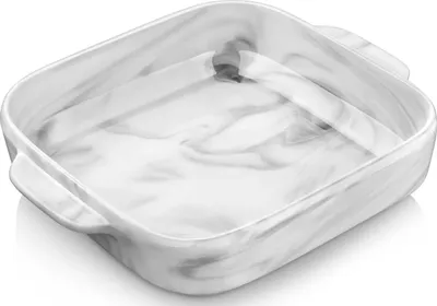 Obrázek produktu pro MALACASA Porcelánové zapékací mísy, 1 kus Čtvercová zapékací mísa ve tvaru trouby, mramor