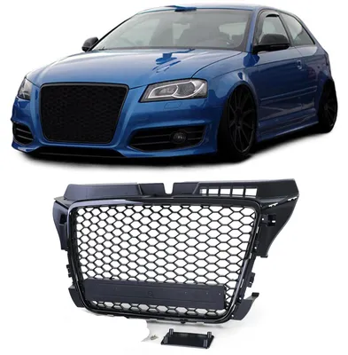 Kühlergrill Sportgrill Waben Gitter Schwarz Glanz für Audi A3 8P ab 2008-2012 – Produktansicht