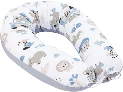 Produktbild von V-förmiges Schwangerschaftskissen Blue Safari 170cm aus 100% Baumwolle mit antiallergener Silikondaunenfüllung