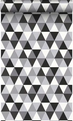 Produktbild von Origin Wallcoverings Tapete grafische Dreiecke Schwarz und Weiß 53 cm x 10.05 m