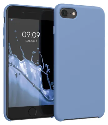 Produktbild von kwmobile Handyhülle für Apple iPhone SE (2022 / 2020) / iPhone 8 / 7 Hülle - Case Silikon - Kabelloses Laden - Schutzhülle Cover in Azurblau