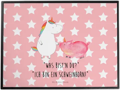 Produktbild von Mr. & Mrs. Panda schreibtischunterlage Einhorn Schwein - Rot Pastell - Geschenk, Schreibunterlage, Schweinchen, schreibtischunterlagen, Unterlage Schreibtisch, tischpad