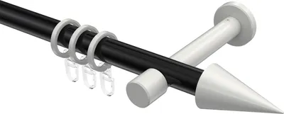Produktbild von Interdeco Gardinenstange / Vorhangstange Schwarz / Weiß, Typ Prestige Savio (Kegel), 20 mm Ø 1-läufig, 220 cm