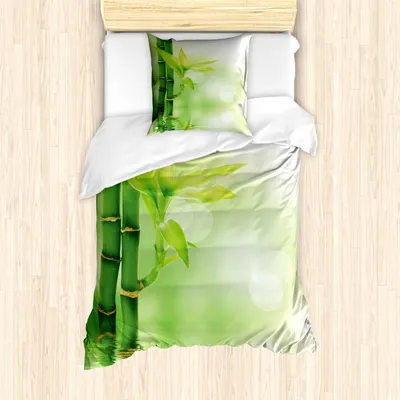 Produktbild von ABAKUHAUS Pflanze Mantele, Bambus aus Wasser, Milbensicher Allergiker geeignet mit Kissenbezügen, 135 cm x 200 cm - 80 x 80 cm, Smaragdgrün