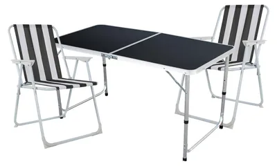 Image de set de meubles de camping 3 pièces Outdoor Chaise de camping Table Aluminium