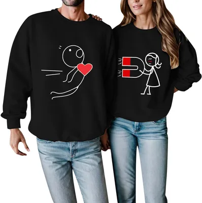 Produktbild von Oversized-Kapuzenpullover für Herren und Damen als Paarpullover zum Valentinstag