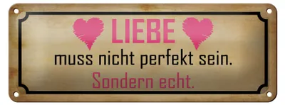 Produktbild von Blechschild Spruch 27x10cm Liebe muss nicht perfekt sondern Dekoration
