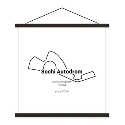 Produktbild von MuchoWow® Textilposter Sotschi - F1 - Rennstrecke 120x120 cm mit schwarzem Rahmen - Aufhängungsset