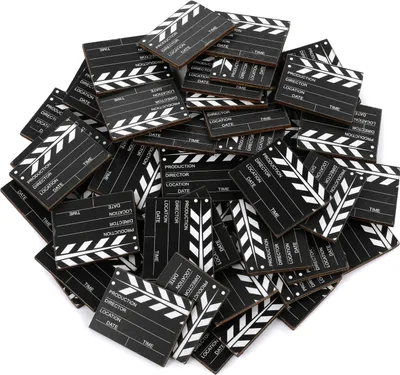 Produktbild von FunX Holz Filmklappen Streudeko 48er Set - Kino Tischdeko Konfetti für Partys, Filmabende