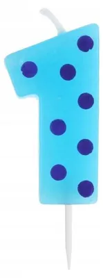 Produktbild von GoDan Tortenkerze Zahl 1 mit Tupfen 6,5 cm