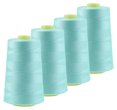 4 x 4572m Overlockgarn Nähgarn Polyester Overlock Garn, weißtürkis