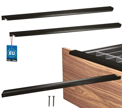 Produktbild von KOTARBAU® 2er Set Möbelgriff Schrankgriffe 560 mm Schwarz Matt ZnAl Hinterschraubgriffe Kantengriff Schubladengriffe Küche Modern