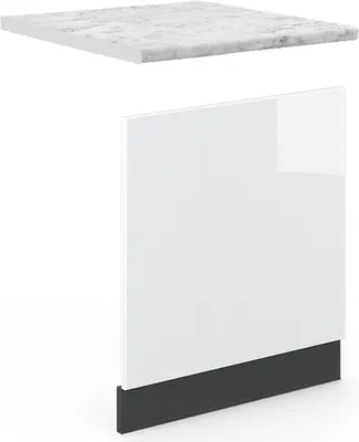 Produktbild von Frontblende Vicco Fame-Line Weiß Hochglanz 60 cm , AP Marmor, Model 46248