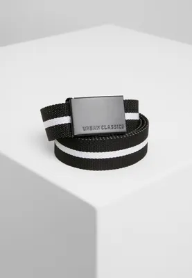 Produktbild von Urban Classics TB305 | Canvas Belts One Size - Farbe: black white stripe/black - Größe: One Size