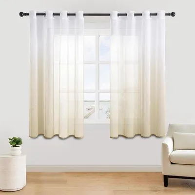 Produktbild von Beige Vorhänge Linnenlook 160x140 cm transparent