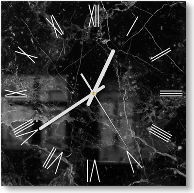 Produktbild von DEQORI Glasuhr 30x30 cm Römisch 'Marmorplatte nah' Wanduhr Glas Uhr Design leise