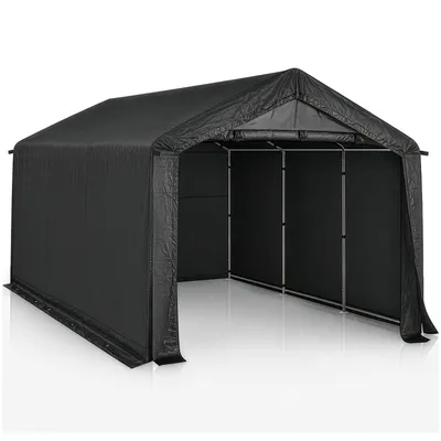 Image de LEADZM 240x360x205 cm : Abri de jardin, tente de garage, carport, serre, remise de jardin, garage à vélos, tente de stockage, abri de jardin en film, remise pour outils, abri de jardin, couleur noire