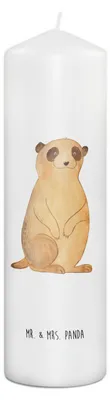 Produktbild von Mr. & Mrs. Panda Kerze Erdmännchen 29 x 8 cm XL - Weiß - Geschenk, Wachskerze, Reisen, Erinnerungslicht, Stumpenkerze, Bedruckte, Afrika, Weltreise, Traveling, Blockkerze