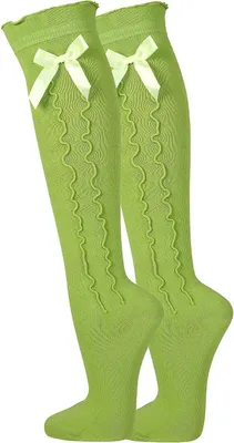 Produktbild von TippTexx 24 2 Paar Trachten Kniestrümpfe mit Schleife für die Trachtenmode, Grün, Größe 39-42