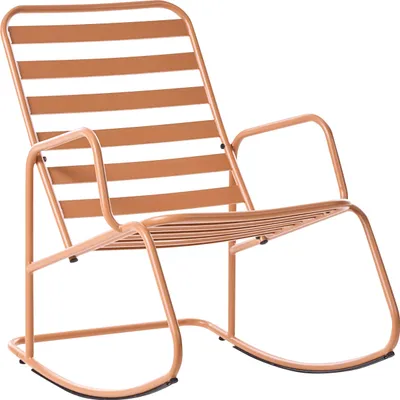 Produktbild von BELIANI Schaukelstuhl für den Garten Goldbraun Aluminium Lamellen modernes Design für den Outdoor-Bereich