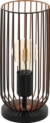 Produktbild von EGLO Tischlampe Roccamena, 1 flammige Vintage Tischleuchte, Nachttlischlampe aus Stahl, Farbe: Schwarz, kupfer, Fassung: E27