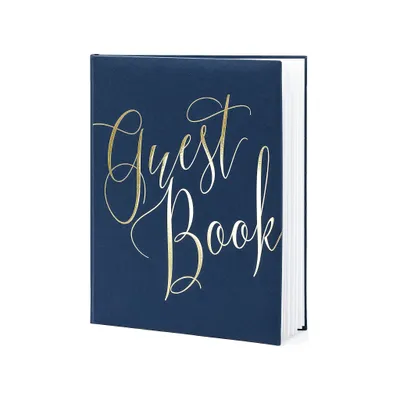 Produktbild von Gästebuch 20x25cm mit 22 blanko Seiten zum Beschriften Blau Gold