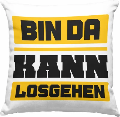 Produktbild von Trendation - Bin Da Kann Losgehen Deko-Kissen mit Füllung 40x40 Lustiger Spruch Kollege Kollegin Witzige  Deko-Kissen mit Füllung 40x40 mit Spruch (Blau)