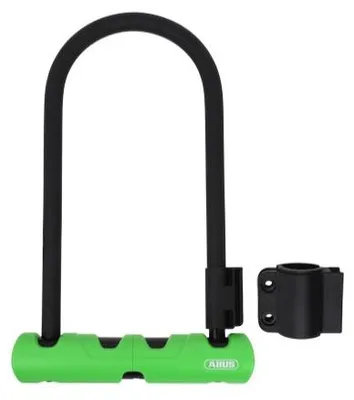 Produktbild von ABUS Bügelschloss Ultra 410 + SH34-Schlosshalterung - Fahrradschloss mit Rundbügel - ABUS-Sicherheitslevel 8 - Schwarz/Grün - 230 mm Bügelhöhe