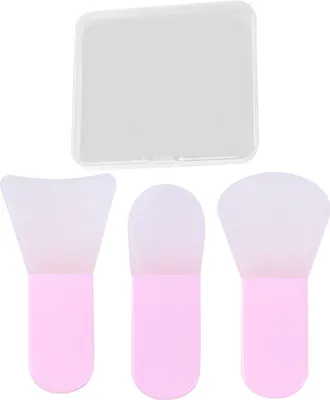 Produktbild von 3 Teile/satz Gesichtsmaskenpinsel Ergonomisches Design Kurzer Griff Tragbare Silikon Foundation Creme Gesichtsschlamm Ton Maskenpinsel Applikator Reisegebrauch