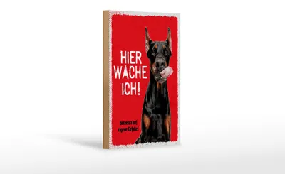Produktbild von Holzschild Spruch 12x18 cm Dobermann hier wache eigene Gefahr