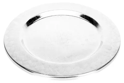 Produktbild von Ø 35 cm Platzteller aus Edelstahl in Silber mit Hammerschlagdekor