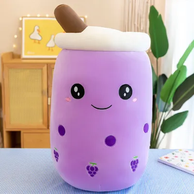 Produktbild von 360Home Plüschtiere Milchteetasse Puppen Puppen Niedliche Spielzeuge Kissen Lila 25cm