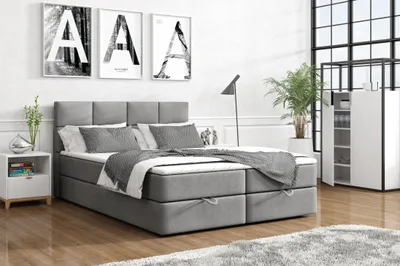 Zdjęcie produktu dla Łóżko Tapicerowane Kontynentalne Oslo 140x200 Szare