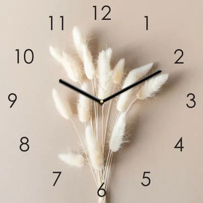 Produktbild von Wanduhr 30x30cm Glasuhr Pampasgras Glasbild Uhr Wanddeko Wandbild Glas Deko