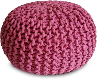 Produktbild von Strickhocker als Pouf Ø 45 oder 55 cm, Bodenkissen und Sitzpouf aus Baumwolle, Größe ø 45 cm, Farbe Pink