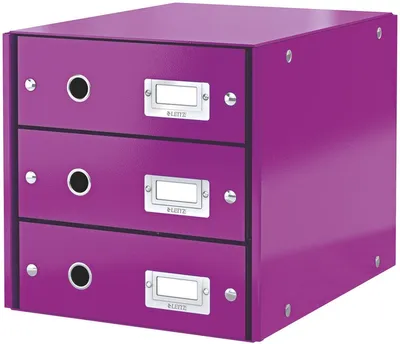 Produktbild von Schubladenbox 3 Fächer Karton violett Packung mit 3 Stück