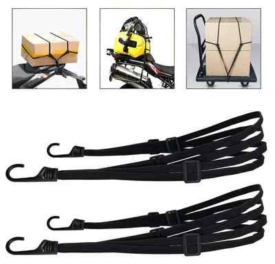 Produktbild von Gepäckgurte für Motorräder – Bungee-Gurte mit Haken – 90 cm – Schwarz – 2 Stück