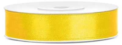 Image de Ruban cadeau satin jaune 25m 12mm de large