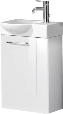 Produktbild von Fackelmann SBC SCENO Gäste WC Set 3-teilig 45 cm, Weiß, links, Keramik Hahnloch rechts inkl. Armatur
